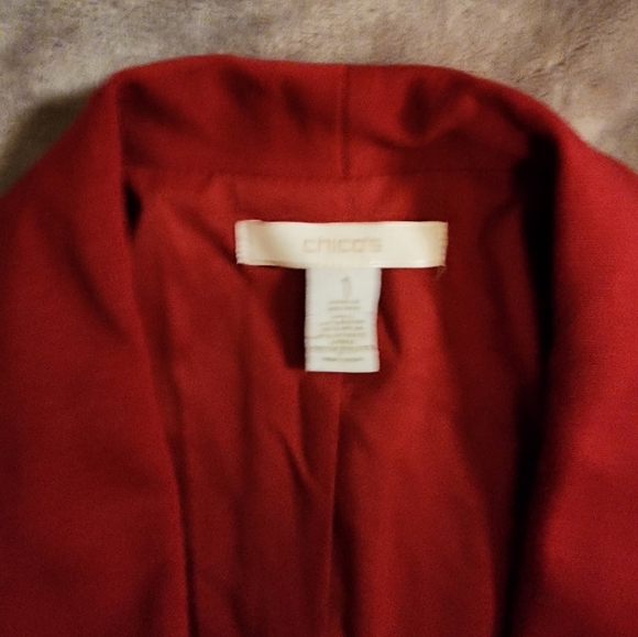 Chico Drape Front Jacket Promo Ponte Jack Ruby Red Great 4 Christmas sz 1 (4-6) - Picture 3 of 5